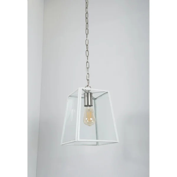 Arcos Square Glass E27 Hanging Lantern White