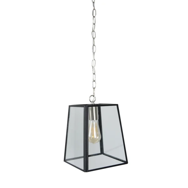 Arcos Square Glass E27 Hanging Lantern Black