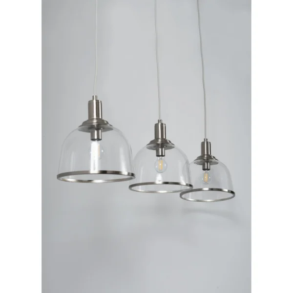 Vitoria 3 Light E14 Glass Pendant Satin Chrome