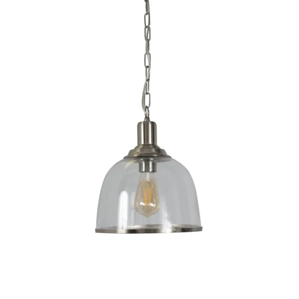 Vitoria Single E27 Glass Pendant Satin Chrome