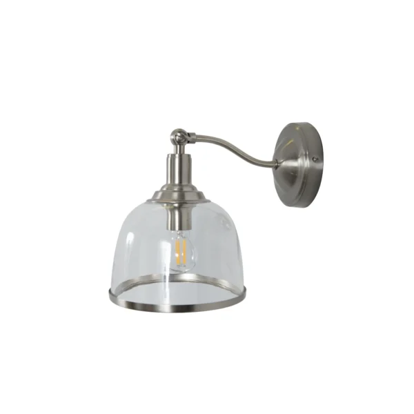 Vitoria Single Glass E14 Wall Light Satin Chrome