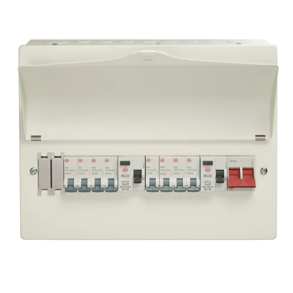 10 Way High Integrity Consumer Unit 100A Main Switch, 80A 30mA RCDs, Flexible Configuration with 8 MCBs