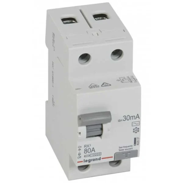 RCD Rx3 Double Pole Class AC 80A 30Ma 2 Module