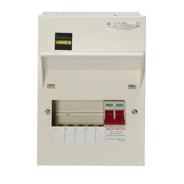 5 Way Consumer Unit Main Switch 100A, Flexible Configuration