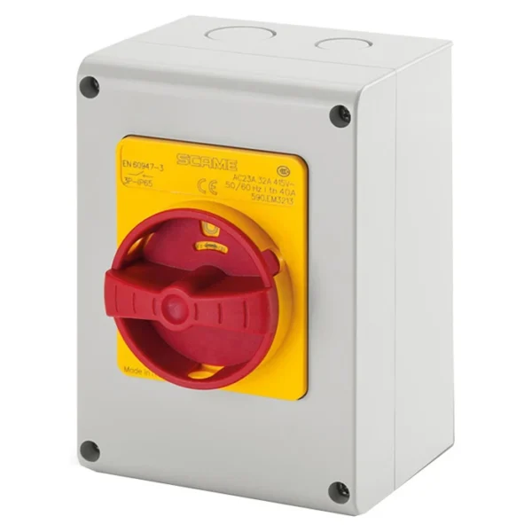 Isolator Triple Pole+Neutral Enclosed Emergency Switching 20A Plastic Surface IP65