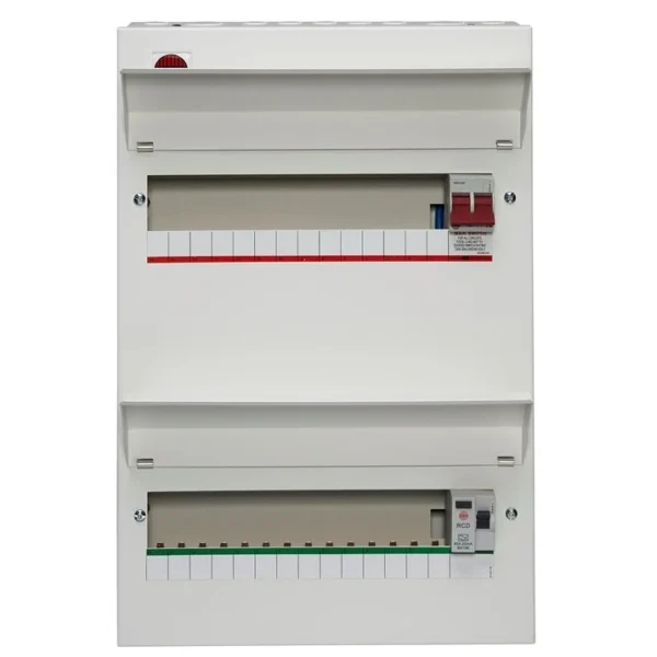 28 Way Split Load Duplex Consumer Unit 100A Main Switch +14, 80A 30mA RCD +14